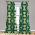 thumbnail image 4 of Ambesonne Geometric Curtains, Psychedelic 3D Cubes Art, Pair of 28"x84", Jade Green Khaki and Grey, 4 of 4
