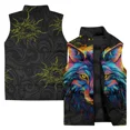 thumbnail image 2 of Chaleco de invierno de moda para hombre, chaquetas para hombre, chalecos con estampado gráfico de león y lobo para hombre, ropa para hombre 2024, ropa de calle Harajuku, viento frío, 2 of 4
