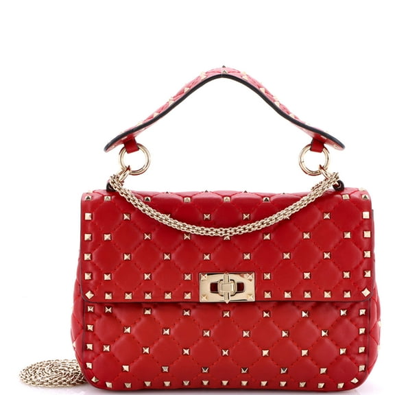 Pre-Owned Rockstud Spike Flap Bag Quilted Leather Medium By Rebag