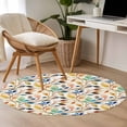 thumbnail image 4 of Round Area Rug 4 Ft, Colorful Eucalyptus Leaves Washable Non-Slip Circle Carpet for Living Room/Bedroom, Watercolor Botanical Modern Art Low-Profile Crawling Mats Collection Rugs for Indoor, 4 of 8