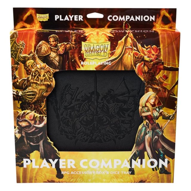 Player Companion Dragon Shield RPG en color gris hierro con bandeja para dados