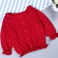 thumbnail image 4 of Coerni Little Girls Knit Cardigan Sweater for Toddler Baby Ruffle Long Sleeve Button up Sweater Jacket Outwear Top Spring, 4 of 5