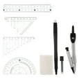 thumbnail image 1 of KAKOWELY Compact Compass Kit for Students with Plastic Ruler Triangle Protractor and Eraser Set Black Portable Lightweight Tools,6.57"X2.68"X1.06", 1 of 4