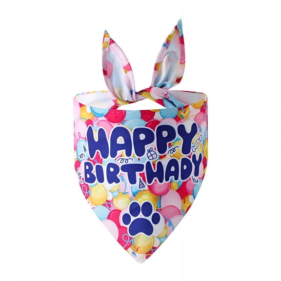 TELOLY Dog Birthday Bandana, Happy Birthday Dog Bandana for Girls and Boys, 25.59X17.72X17.72 in - Style: Colorful - L