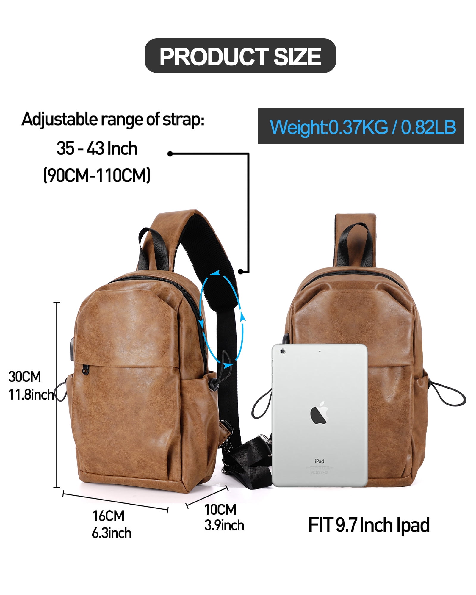 SYCNB Crossbody Backpack Sling Bag for Men Women, Black Messenger Shoulder Bag for School Work Travel, Adult Unisex, Size: Large