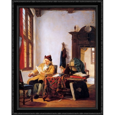 UPC 607083000097 product image for Merchant at a table near window 28x34 Large Black Ornate Wood Framed Canvas Art  | upcitemdb.com