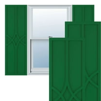Ekena Millwork 12"W x 51"H True Fit PVC Cedar Park Fixed Mount Shutters, Viridian Green (Per Pair - Hardware Not Included)