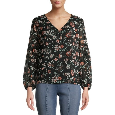 Time and Tru V-Neck Printed Soft Popover