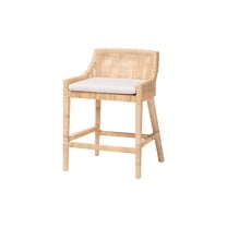bali & pari Beata Natural Rattan Counter Stool - Handcrafted Wingback Counter Chair with Woven Detailing and Removable Cushion, Coastal Boho Style Seating for Kitchen Island or Dining Area