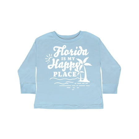 

Inktastic Florida is My Happy Place with Palm Trees Gift Toddler Boy or Toddler Girl Long Sleeve T-Shirt