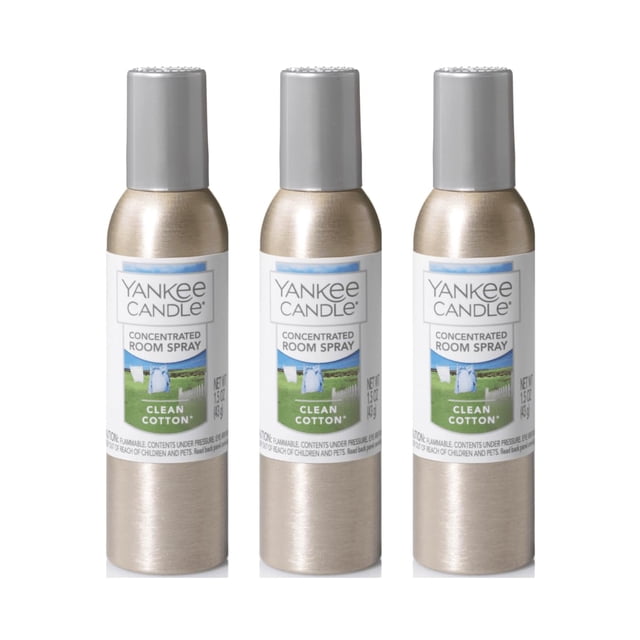 Ambientador en spray Yankee Candle Clean Cotton 43 ml, paquete de 3