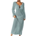 thumbnail image 2 of Bovxnpu Long Sleeve Dress for Women, Women Long Sleeve Dress Plus Size Vacation Beach Sun Protection Backless V Neck Dress Maxi Dress Spring Fall Outfits, 2 of 5