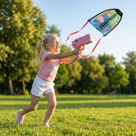Dinosaur Kite Launcher Toys,Glider Catapult Plane,Outdoor Sport Flying Toy,Pink