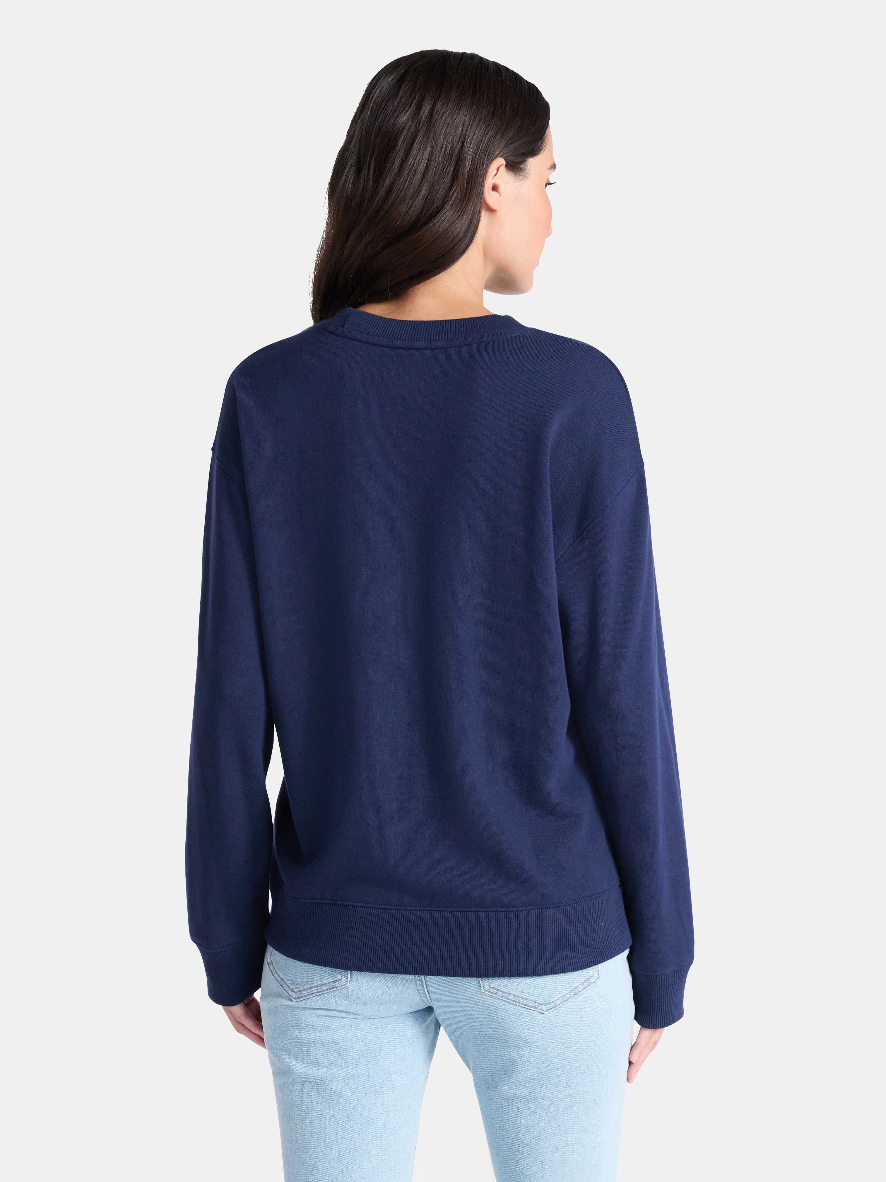 Time and Tru Women's and Women's Plus Crewneck Sweatshirt with Long Sleeves, Sizes XS-4X