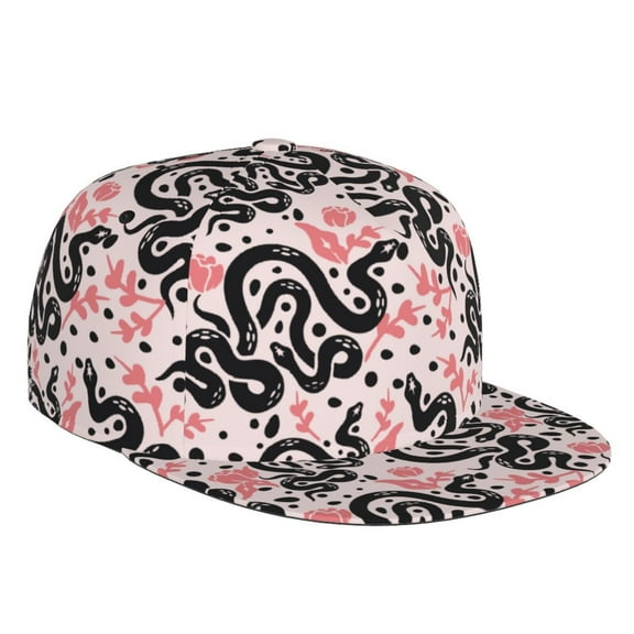 Balery Baseball Cap Flat Bill Hats for Men Adjustable Size for Running Workouts and Outdoor Activities All Seasons Dad Hat(Black Snake )