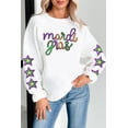 thumbnail image 4 of Women's White Sequin Mardi Gras Graphic Pullover Sweatshirt with Star Sleeve Design - [ZhiHiMeRi] | (US 20-22)2XL, 4 of 6