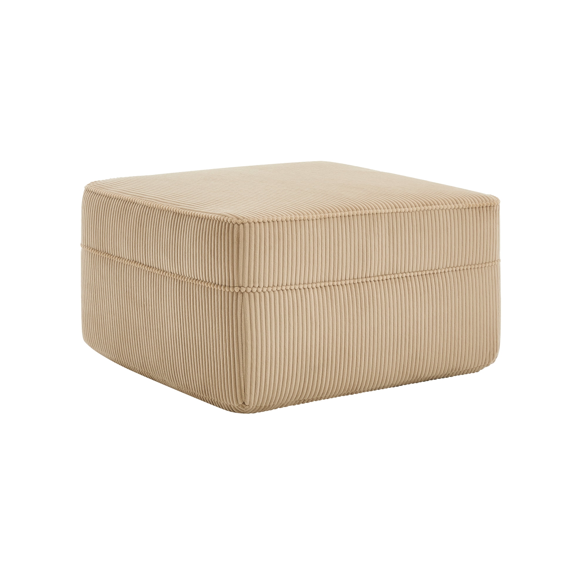 BOFANG Large Square Corduroy Ottoman in Camel, Plush Footrest and Bench, Ready to Use