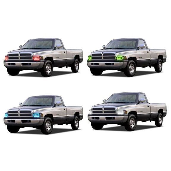 Flashtech LED RGB Multi Color Halo Ring Headlight Kit for Dodge Ram 1500 94-02 V.3 Fusion Color Change
