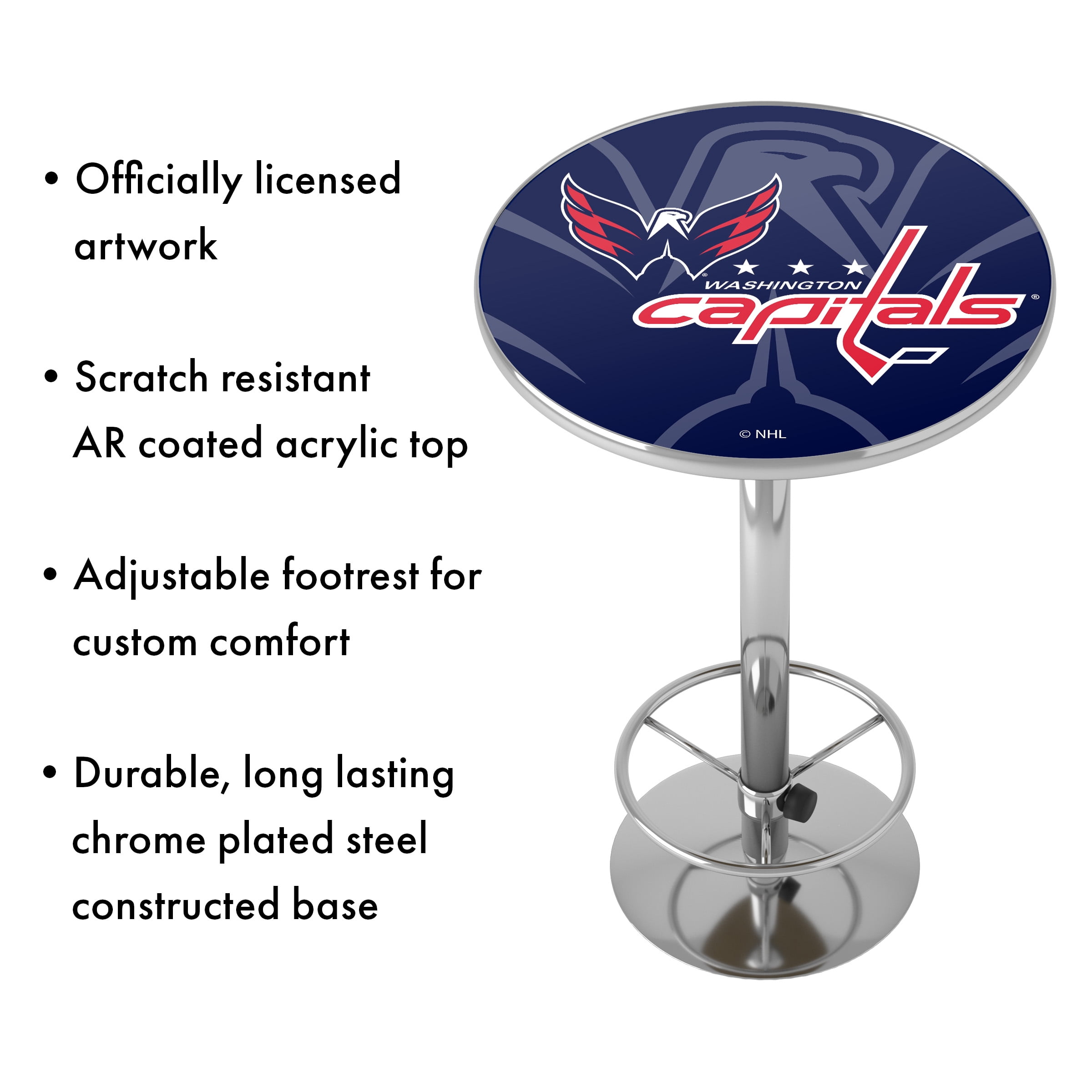 Washington Capitals Watermark Bar Table with Adjustable Footrest and Acrylic Top