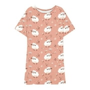 Sakmal Plus Size Moomoo Nightgowns for Women Cute Sleep Dress Short Sleeve Pink Nightgowns for Women
