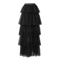 thumbnail image 5 of HGIEYS Women's High Low Tutu Skirts Sweet Elastic Waist Tulle Layered Ruffles Mesh Long Tiered Skirt, 5 of 5