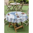 thumbnail image 4 of Outdoor Tablecloth with Umbrella Hole for Patio/Picnic/Party/Camping, Navy Blue Conch Waterproof Table Cloth Round Cover Washable, Coastal Summer Ocean Nautical (Dia 54"), 4 of 9