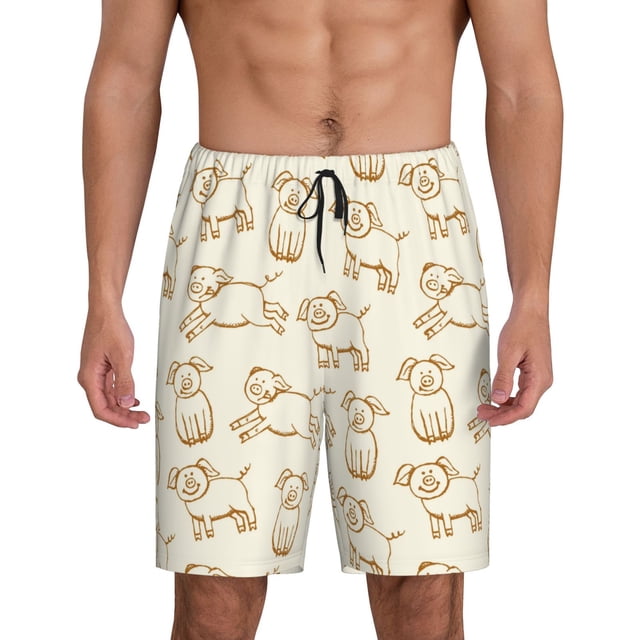 Fotbe Funny Pigs Pantalones Cortos de Pijama para Hombre, Ropa de Dormir, Pantalones de Pijama Cortos para Hombre-Small