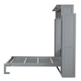 thumbnail image 5 of Queen Size Murphy Bed with LED Lights and Shelves, Solid Wood Mobile Cabinet Bed Wall Bed Chest Bed Platform Bed, Can be Folded into Cabinet for Home Office or Small Room, Gray, 5 of 7