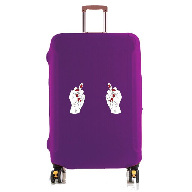 Luggage Cover Suitcase Protector Thicken Elasticity Dust Covered Anti-Scratch for 18-32 Inch Trolley Finger Pattern Accessories purple L