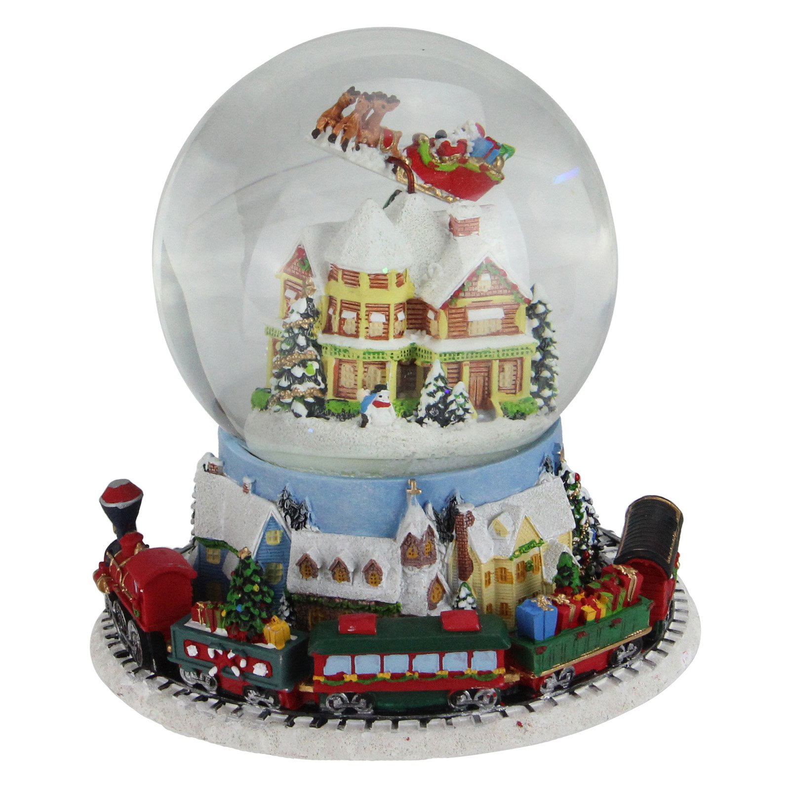 Northlight Musical Revolving House with Santa and Train Christmas Snow