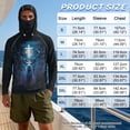 thumbnail image 6 of SEANATIVE Men's Sun Hoodie for Fishing, Long Sleeve Shirt UV Protection Cooling Full Coverage Fishing Pullover Top with Built-in Face Mask, S, Deer Cross Moon Forest Pattern Blue Black, 6 of 7