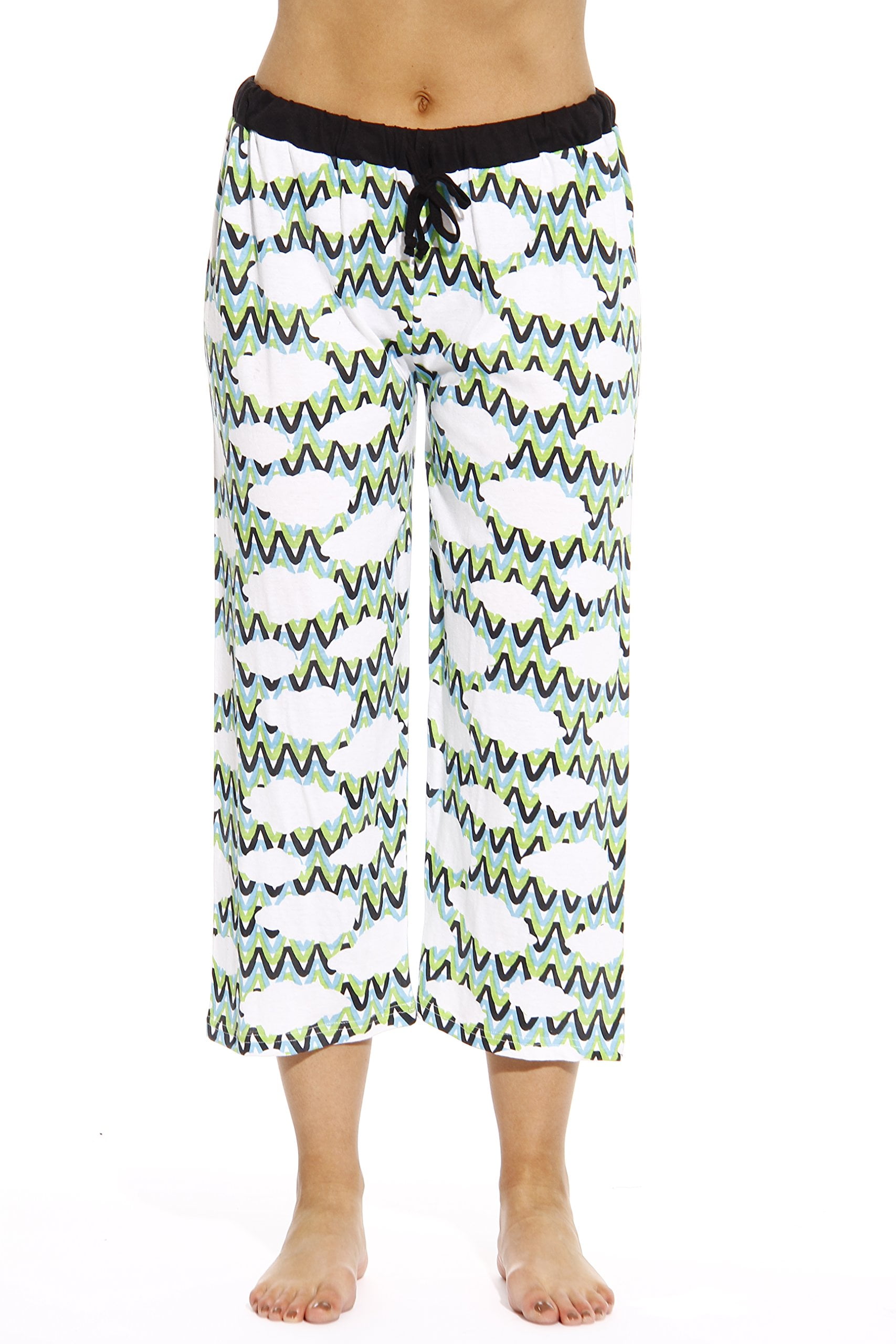 Just Love 100 Cotton Women Pajama Capri Pants Sleepwear (Chevron Sky