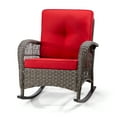 thumbnail image 3 of MeetLeisure Patio Wicker Outdoor Lounge Rocking Chair with Cushion, Red, 3 of 8