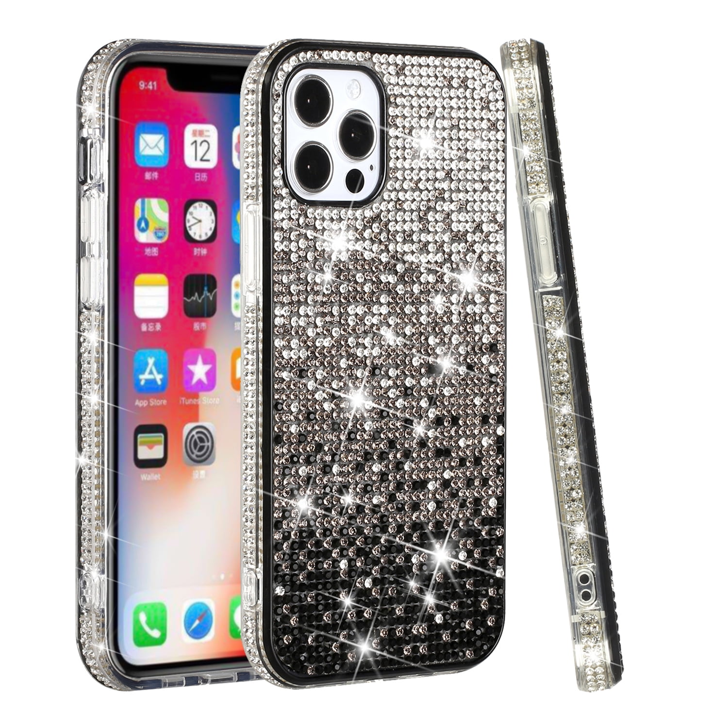 gebroken lint Sitcom For Apple iPhone 14 Pro (6.1") Glitter Bling Ultra Thin TPU Sparkle Diamond  Rhinestone Shiny Full Cover Crystal Stones Cover ,Xpm Phone Case [ Black ]  - Walmart.com