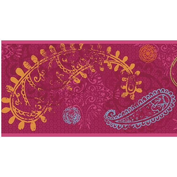 879554 Disney Paisley Wallpaper Border Magenta