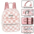 thumbnail image 3 of Jessica Simpson Mini Plush Checkered Backpack for Women for Going Out, Work, Commuting & Traveling in Peach Checkered Plush, 3 of 11