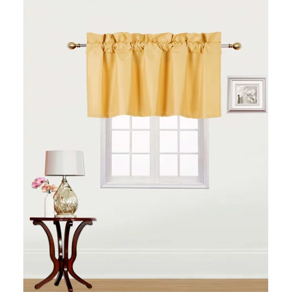 Rs9 1-Piece Gold Swag Straight Insulated Foam Lined Blackout Rod Pocket Window Valance 38"Wx 18"L