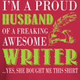 thumbnail image 3 of CafePress - Proud Husband Of An Awesome Writer T Shirt T Shirt - Men's Classic Graphic Cotton T-Shirt, 3 of 4