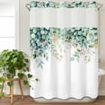 thumbnail image 3 of Eucalyptus No Hook Shower Curtain Waterproof, Bathroom Curtains with Snap in Liners and See Through Top Window, Leaf Branch Nature Fruit Spring Summer Hotel Style Bathtub Curtains Shower 60"Wx72"L, 3 of 8
