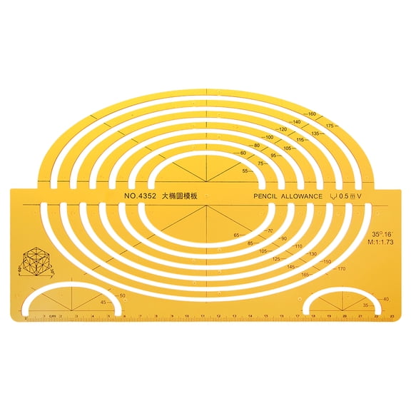 HEMLBOYW K Resin Ellipses Drafting Templates Large Isometric Ruler Measuring Tool Student Soft