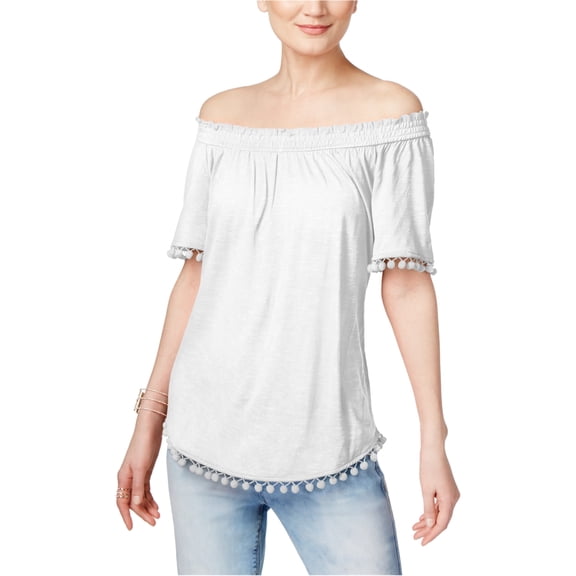 I.N.C Womens Slub Knit Blouse, White, XX-Large