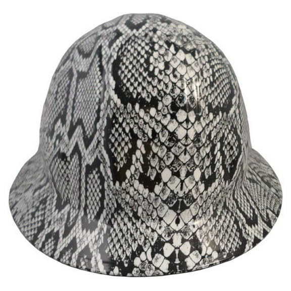 Snakeskin White Hydro Dipped Hard Hats Full Brim Style