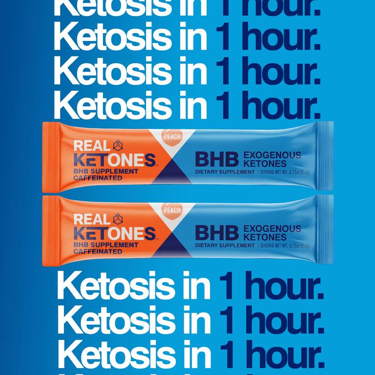 Real Ketones BHB - Peach with Caffeine, 10 Count - Walmart.com