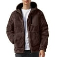 thumbnail image 4 of Men's Fuzzy Sherpa Coat Fleece Zip Up Hooded Jacket Coffee M, 4 of 5