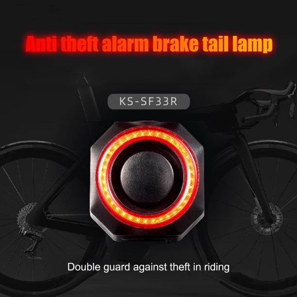 LED Sensor inteligente Alarma Control remoto Luz trasera 4 modos MTB Lámpara de freno de bicicleta Tmvgtek 7fk3fp0ag6dv0ve3