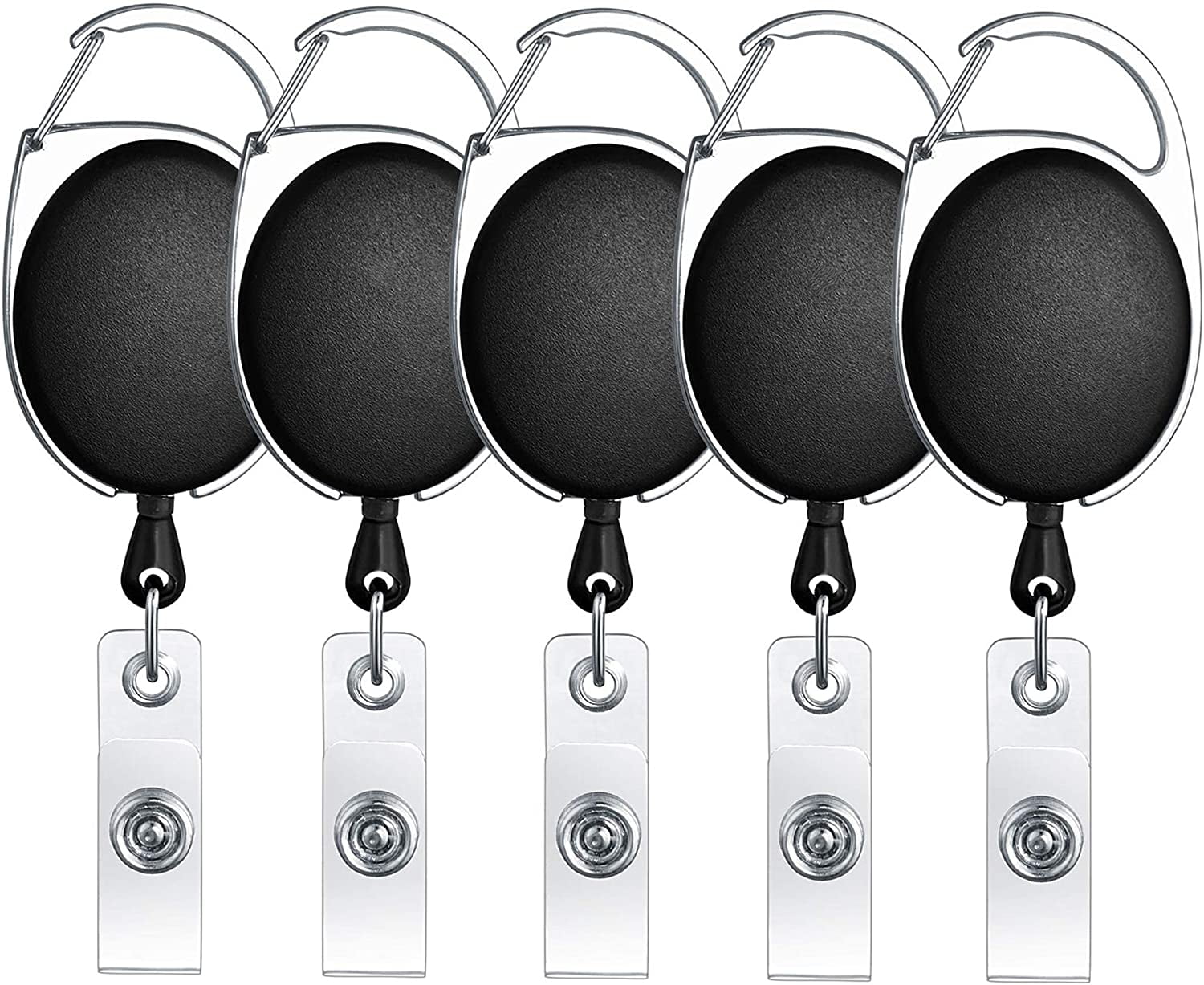 Retractable Badge Holder Carabiner Reel Clip On ID Card Holders Pack of