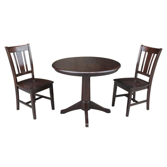 36" Round Extension Dining table with 2 San Remo Chairs - Set of 3 Pieces