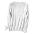 thumbnail image 5 of Vinsonshop Womens V Neck Sweaters Long Sleeve Ribbed Knit Pullover Tops Casual Fall Clothes Winter Warm Basic Jumpers Everyday Wear White L, 5 of 5