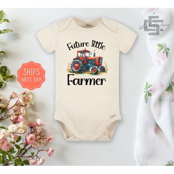 Future Little Farmer Baby Onesie Farm Baby Onesie, Little Farmer Newborn Body Suit. Farming Newborn Baby Gift. Cute and Cool Baby Bodysuit, BABY BODYSUIT LAT 4424