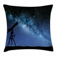 thumbnail image 1 of Galaxy Throw Pillow Cushion Cover, Telescope Valley under Starry Night Sky Milky Way Atmosphere Galaxy Astronomy, Decorative Square Accent Pillow Case, 20 X 20 Inches, Dark Blue Black, by Ambesonne, 1 of 2